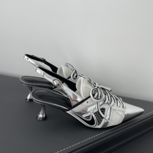 Ancuta Sarca Upcycled Kitten Slingback Silver 55MM Ancuta Sarca Upcycled Kitten Slingback Silver 55MM