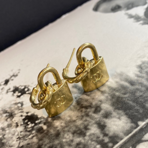 Luxury Womens Jewelry Chanel Gold Lock Drop Earrings A152PP120 AA148868