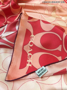 Luxury Womens Scarf Coach Signature Cashmere Silk Scarf Red 90x90CM A151PP180 AA148667