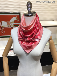 Luxury Womens Scarf Coach Signature Cashmere Silk Scarf Red 90x90CM A151PP180 AA148667