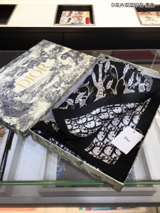 Luxury Womens Scarf Dior Oblique Cashmere Silk Scarf Black 62x180CM A151PP240 AA148643