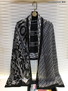 Luxury Womens Scarf Dior Oblique Cashmere Silk Scarf Black 62x180CM A151PP240 AA148643