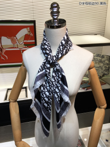 Luxury Womens Scarf Dior Oblique Square Silk Scarf Black 90x90CM A151PP190 AA148652