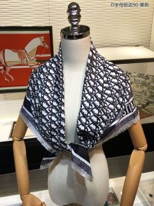 Luxury Womens Scarf Dior Oblique Square Silk Scarf Black 90x90CM A151PP190 AA148652