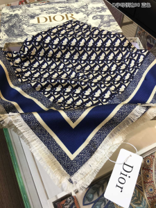 Luxury Womens Scarf Dior Oblique Square Silk Scarf Blue 90x90CM A151PP190 AA148650
