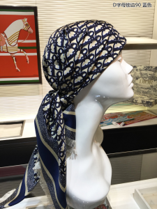 Luxury Womens Scarf Dior Oblique Square Silk Scarf Blue 90x90CM A151PP190 AA148650