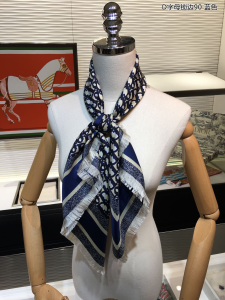 Luxury Womens Scarf Dior Oblique Square Silk Scarf Blue 90x90CM A151PP190 AA148650
