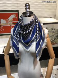 Luxury Womens Scarf Dior Oblique Square Silk Scarf Blue 90x90CM A151PP190 AA148650