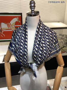 Luxury Womens Scarf Dior Oblique Square Silk Scarf Blue 90x90CM A151PP190 AA148650