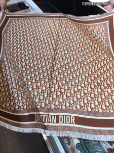 Dior Oblique Square Silk Scarf Brown 