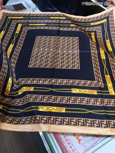 Fendi FF Logo Cashmere Silk Scarf Black 