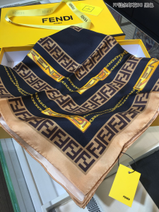 Luxury Womens Scarf Fendi FF Logo Cashmere Silk Scarf Black 90x90CM A151PP180 AA148682