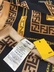 Luxury Womens Scarf Fendi FF Logo Cashmere Silk Scarf Black 90x90CM A151PP180 AA148682