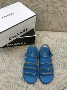 Luxury Womens Shoes Chanel 2021 Chain Leather Sandals Blue 35 To 41 A151PP390 AA148729