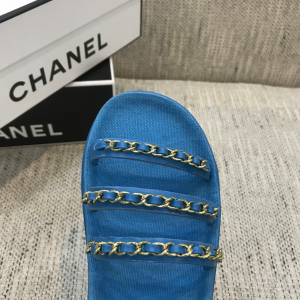 Luxury Womens Shoes Chanel 2021 Chain Leather Sandals Blue 35 To 41 A151PP390 AA148729