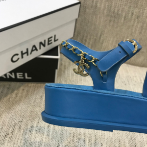 Luxury Womens Shoes Chanel 2021 Chain Leather Sandals Blue 35 To 41 A151PP390 AA148729