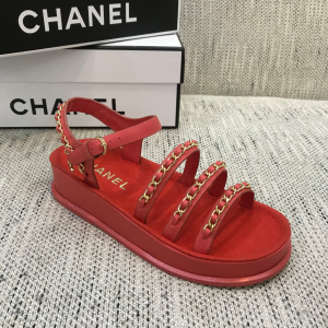 Luxury Womens Shoes Chanel 2021 Chain Leather Sandals Red 35 To 41 A151PP390 AA148731