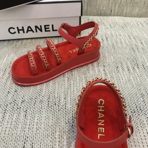 Luxury Womens Shoes Chanel 2021 Chain Leather Sandals Red 35 To 41 A151PP390 AA148731