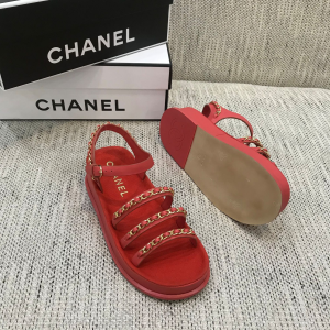 Luxury Womens Shoes Chanel 2021 Chain Leather Sandals Red 35 To 41 A151PP390 AA148731