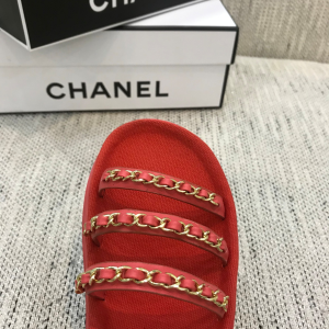 Luxury Womens Shoes Chanel 2021 Chain Leather Sandals Red 35 To 41 A151PP390 AA148731