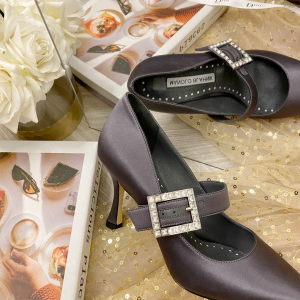 Luxury Womens Shoes Manolo Blahnik Satin Pumps in Grey 35 To 40 A151PP410 AA148855