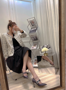 Luxury Womens Shoes Manolo Blahnik Satin Slingback in Grey 35 To 40 A151PP410 AA148850