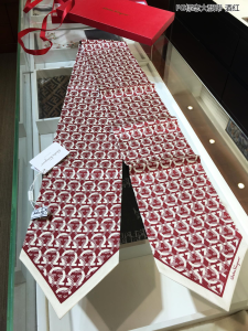 Ferragamo Gancini Logo Print Cashmere Silk Scarf Burgundy Ferragamo Gancini Logo Print Cashmere Silk Scarf Burgundy