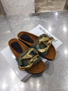 JW Anderson Chain Detail Loafer Slides Mules Sandal Grey Leather 44 JW Anderson Chain Detail Loafer Slides Mules Sandal Grey Leather 44