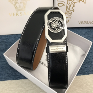 Luxury Mens Belts Versace Medusa Buckle Leather Belt in Black 38MM A191PP280 AA148975