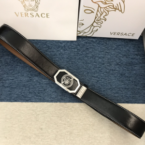 Luxury Mens Belts Versace Medusa Buckle Leather Belt in Black 38MM A191PP280 AA148975
