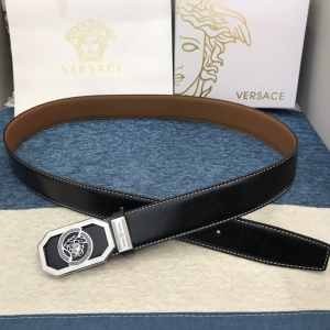 Luxury Mens Belts Versace Medusa Buckle Leather Belt in Black 38MM A191PP280 AA148975