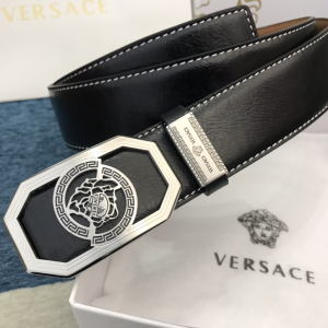 Luxury Mens Belts Versace Medusa Buckle Leather Belt in Black 38MM A191PP280 AA148975