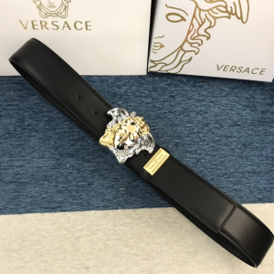 Luxury Mens Belts Versace Medusa Buckle Leather Belt in Black 38MM A191PP280 AA148976