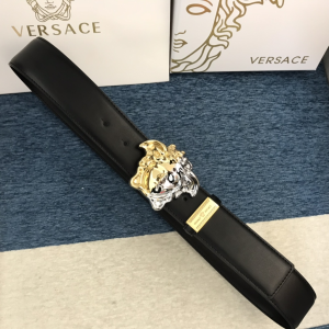 Luxury Mens Belts Versace Medusa Buckle Leather Belt in Black 38MM A191PP280 AA148976