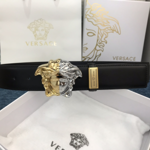 Luxury Mens Belts Versace Medusa Buckle Leather Belt in Black 38MM A191PP280 AA148976