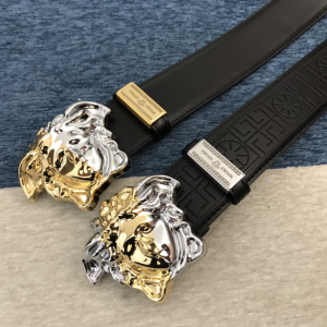 Luxury Mens Belts Versace Medusa Buckle Leather Belt in Black 38MM A191PP280 AA148976