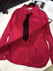 Dior Oblique Bee Embroidery Shirt Red 