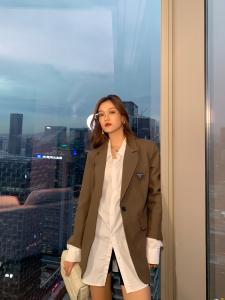 Luxury Womens Clothing Prada Grey Jacket Coat with Belt Pouch SML A198PP680 AA149004