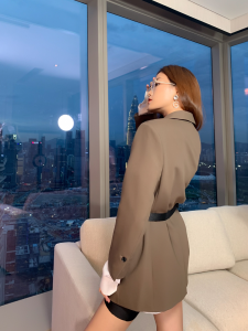 Luxury Womens Clothing Prada Grey Jacket Coat with Belt Pouch SML A198PP680 AA149004