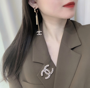 Luxury Womens Jewelry Chanel Crystals CC Logo Pendant Earrings A205PP180 AA149011