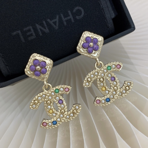 Chanel Multicolor Pearls CC Logo Earrings 