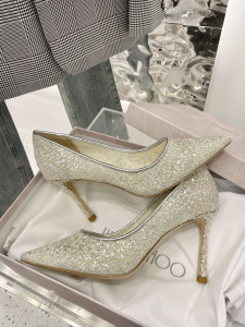 Luxury Womens Shoes Jimmy Choo Silver Glitter Tulle Pumps 35 To 40 A136PP430 AA149342