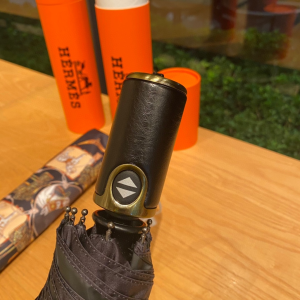 Luxury Womens Umbrella Hermes Horse Printed Umbrella in Black A144PP100 AA149460