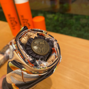 Luxury Womens Umbrella Hermes Horse Printed Umbrella in Black A144PP100 AA149460