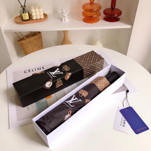 Luxury Womens Umbrella Louis Vuitton LV Bag Printed Black Umbrella A144PP100 AA149444