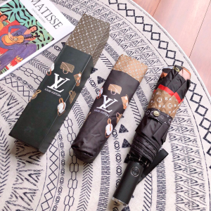 Luxury Womens Umbrella Louis Vuitton LV Bag Printed Black Umbrella A144PP100 AA149444