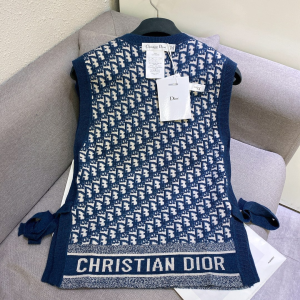 Luxury Womens Clothing Dior Blue Oblique Reversible Tank Top SML A154PP680 AA149836