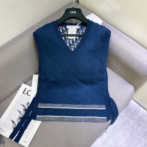 Luxury Womens Clothing Dior Blue Oblique Reversible Tank Top SML A154PP680 AA149836