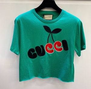 Gucci Logo Print Green Cotton 