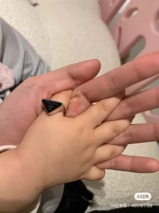 Luxury Womens Jewelry Prada Symbole Triangle Logo Rings Black A152PP130 AA149811